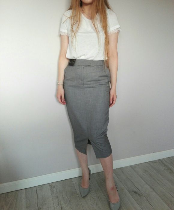 Spódnica ołówkowa szara popielata do pracy biura nowa M 38