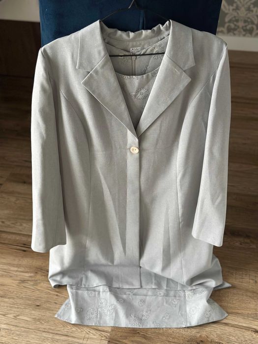 Komplet damski sukienka ,płaszczyk 44rozmiar poliester