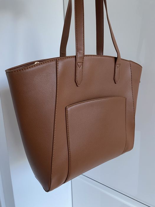 Torba na ramię, szoperka, pojemna, brązowa