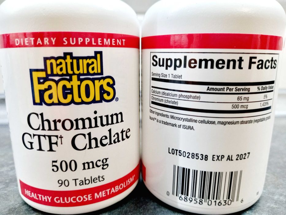 Natural Factors, Chromium GTF Chelate 500 мкг (90 таб.), хром хелат