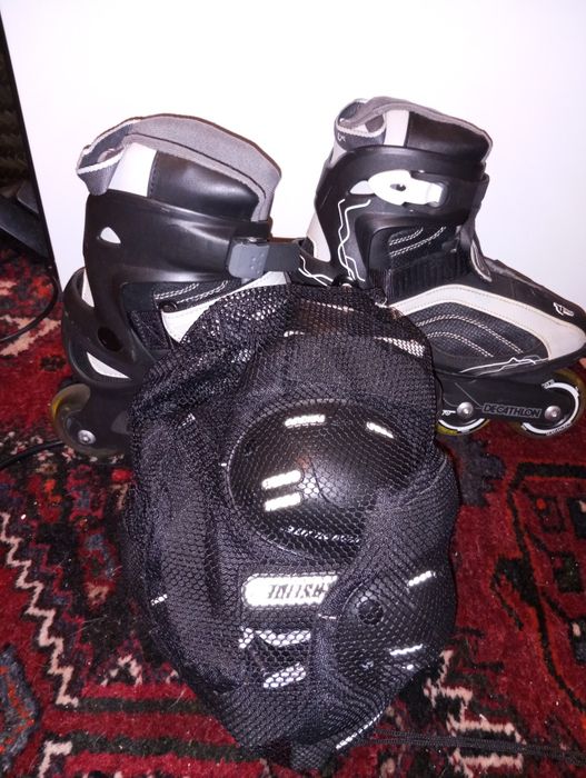 Patins em linha n. 38 + proteções + saco