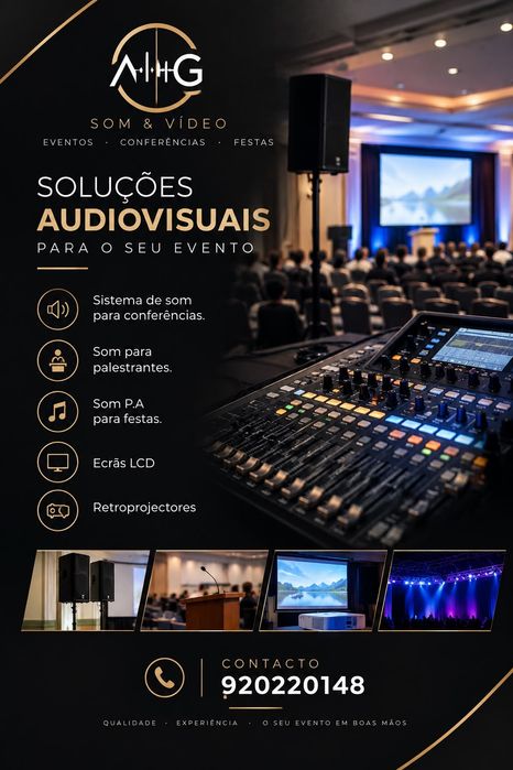 Aluguer de Som luzes Projectores, ecrãs LCD, Pulpitos e Palcos