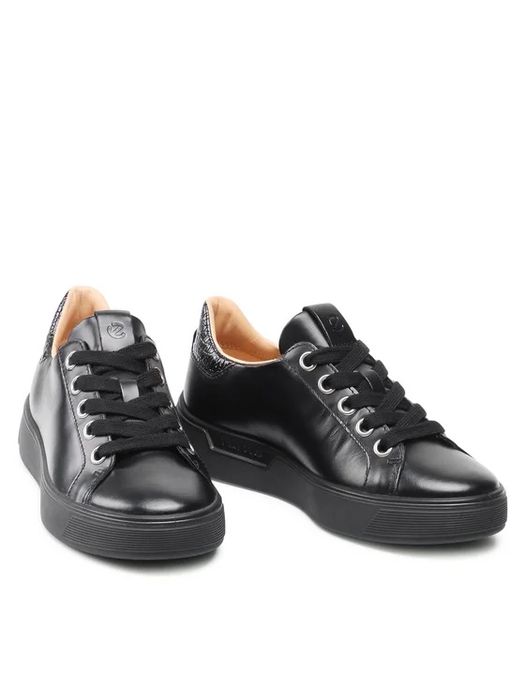 Ecco sneakers czarne trampki polbuty skora skorzane plato koturn