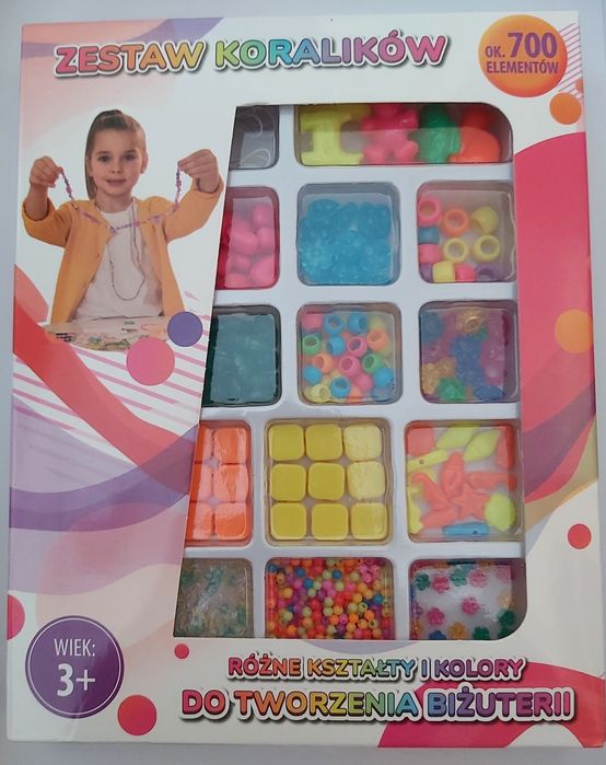 Zestaw koralików do tworzenia biżuterii (700 + 200 elementów)