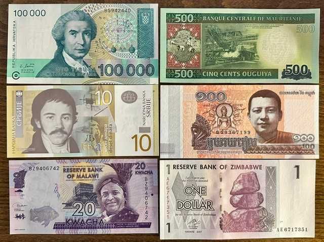 LOTE DE 20 NOTAS NOVAS DE TODO O MUNDO - TODAS UNC