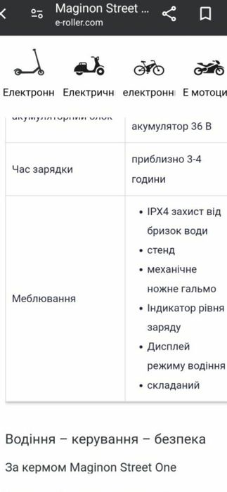 Електросамокат Maginon на запчастини