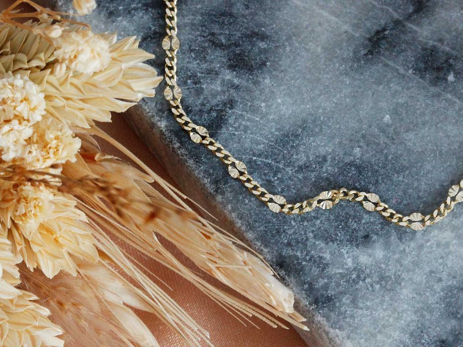Złoty cienki łańcuszek diamentowany 2mm pr585