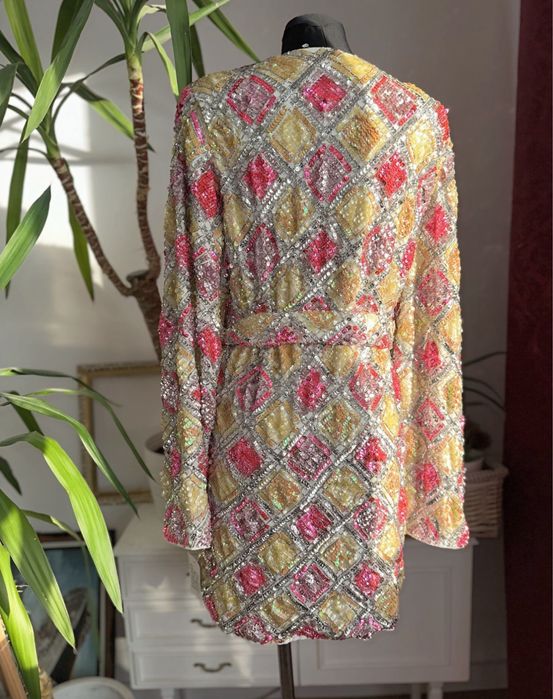 Asos cekinowa sukienka mini kopertowa 42 xl 40 L rochie