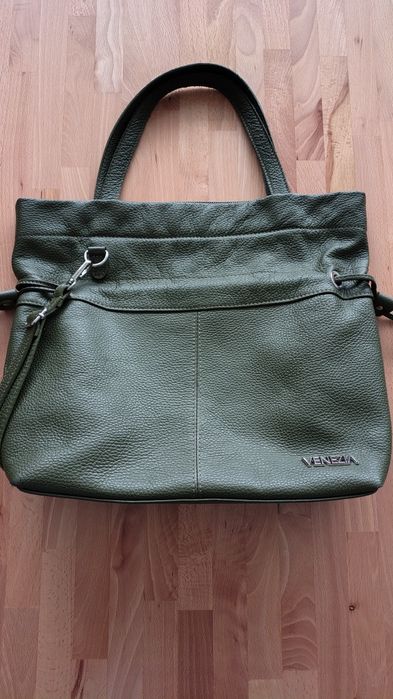 Torebka damska Venezia skóra zieleń khaki