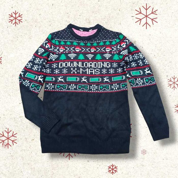 Новорічний різдвяний джемпер светр унісекс downloading x-mas