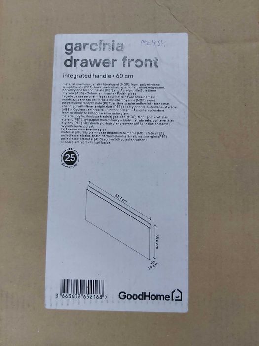 Front lakierowany antracyt połysk podchwyt 597x356mm