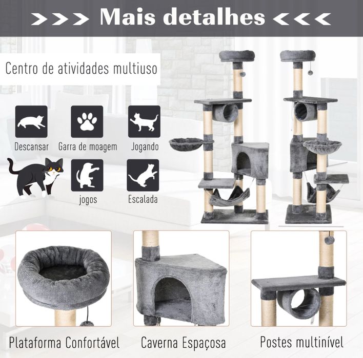 Arranhador para gatos Cinza - PORTES GRÁTIS