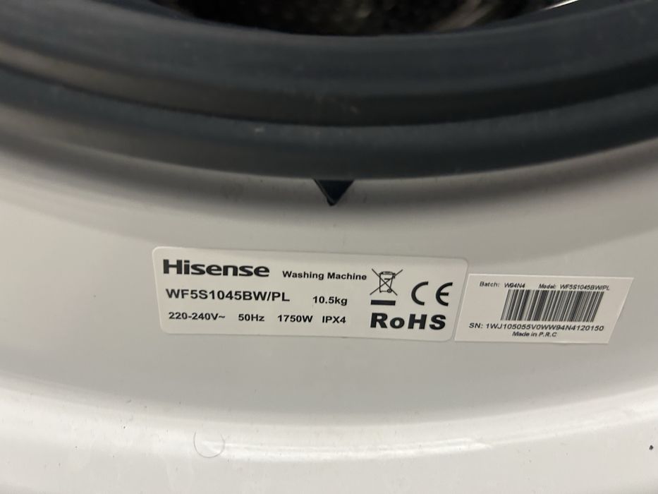 Pralka HISENSE WF5S1045BW Seria 5S PL 10.5kg 1400 obr Autodozowanie