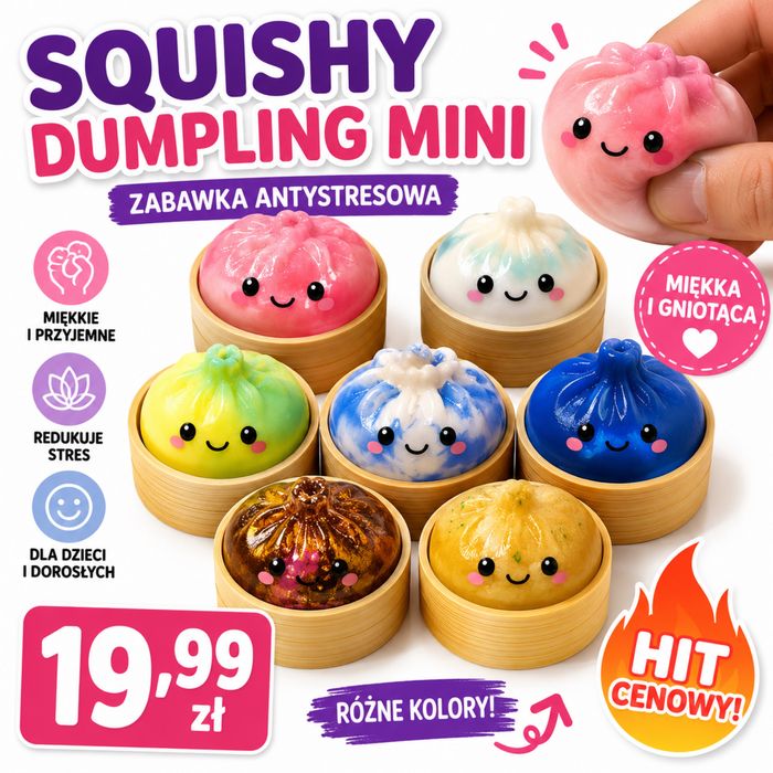 Squishy Dumpling Mini Antystresowy Gniotek Kawaii Sensoryczny.