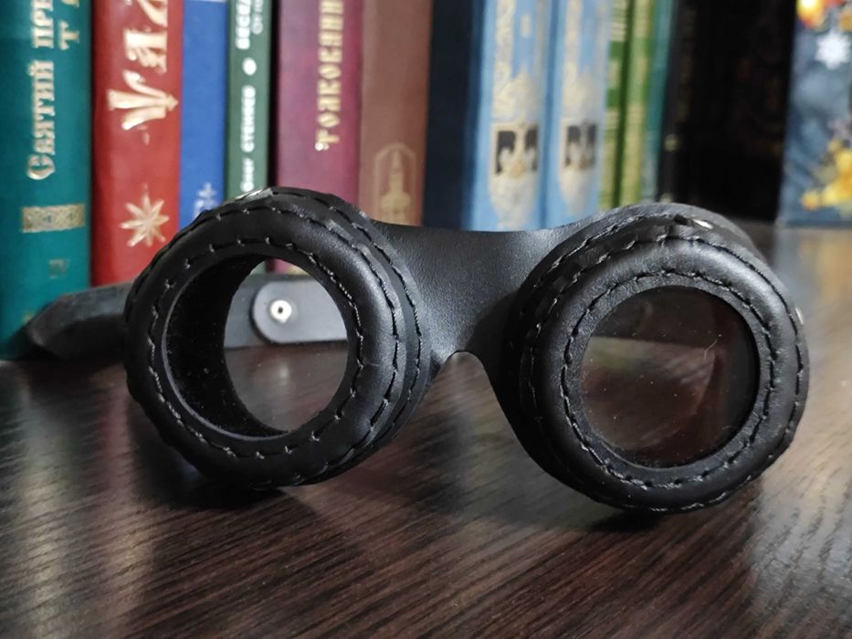 Очки авиатора кожаные байкера. Дизельпанк, гогглы, стимпанк, киберпанк