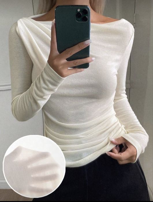 Лонгслів молочний S