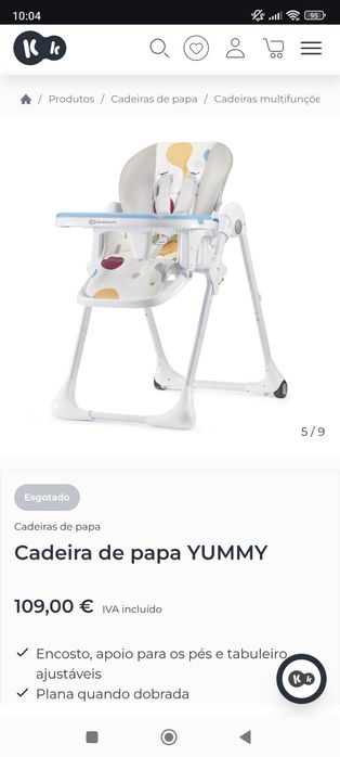 Cadeira de refeição papa Kinderkraft YUMMY