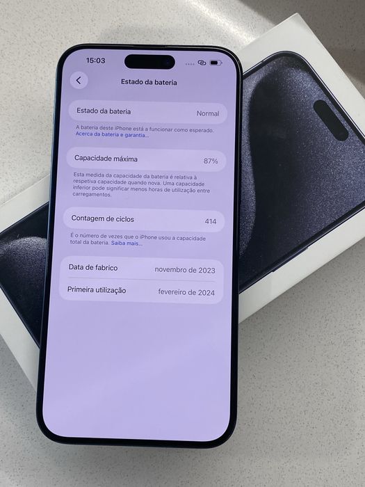 Iphone 15 Pro Max 256GB com caixa muito bom estado azul titanium