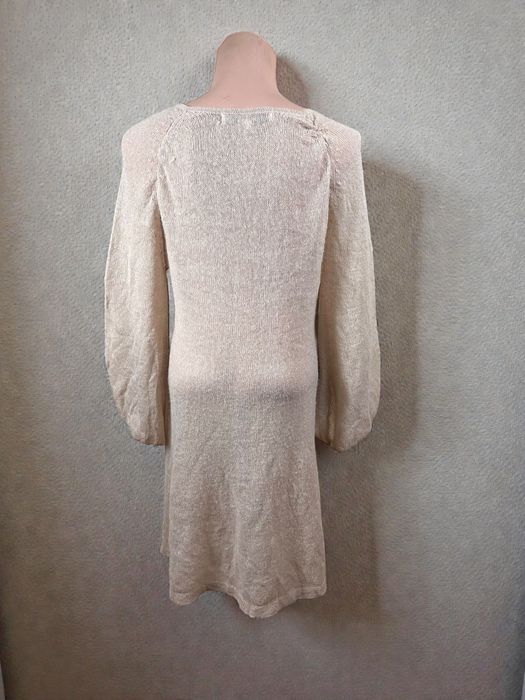 Designers Remix Charlotte Eskildsen L beżowa kaszmirowa sukienka rękaw