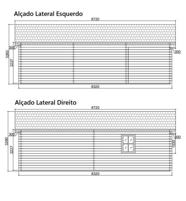 Casa de Madeira "JENNIFER - 10.5 x 8.32m, 44mm"