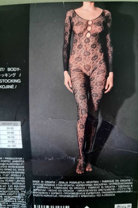 Body Collants renda preto Calzedonia tam. M-L sexy Novo Corpo inteiro