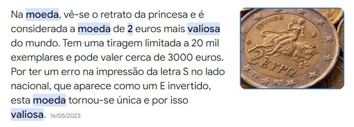 Moeda 2€ Grega Grecia 2002 Erro Impressão Cunhagem Valiosa