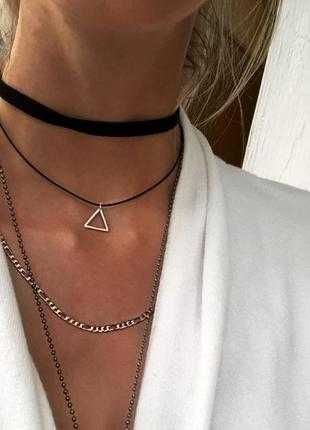 черный бархатный блестящий чокер украшение колье