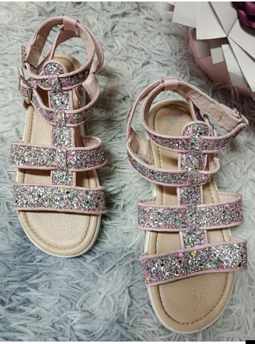 Літні яскраві босоніжки з блискітками дівчинці 34-35 р (21.5-22 см )