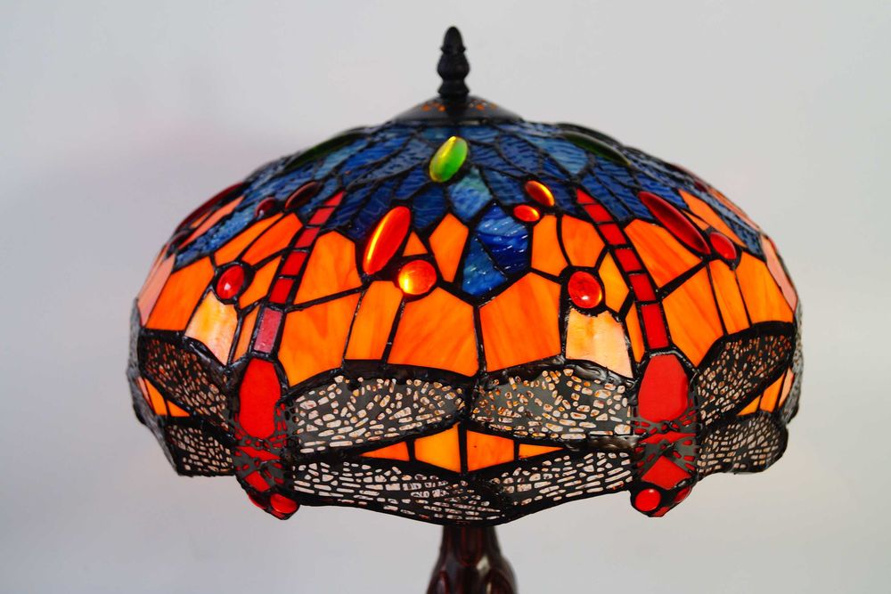 Lampka witrażowa piękne kolory styl tiffany biuro gabinet 3
