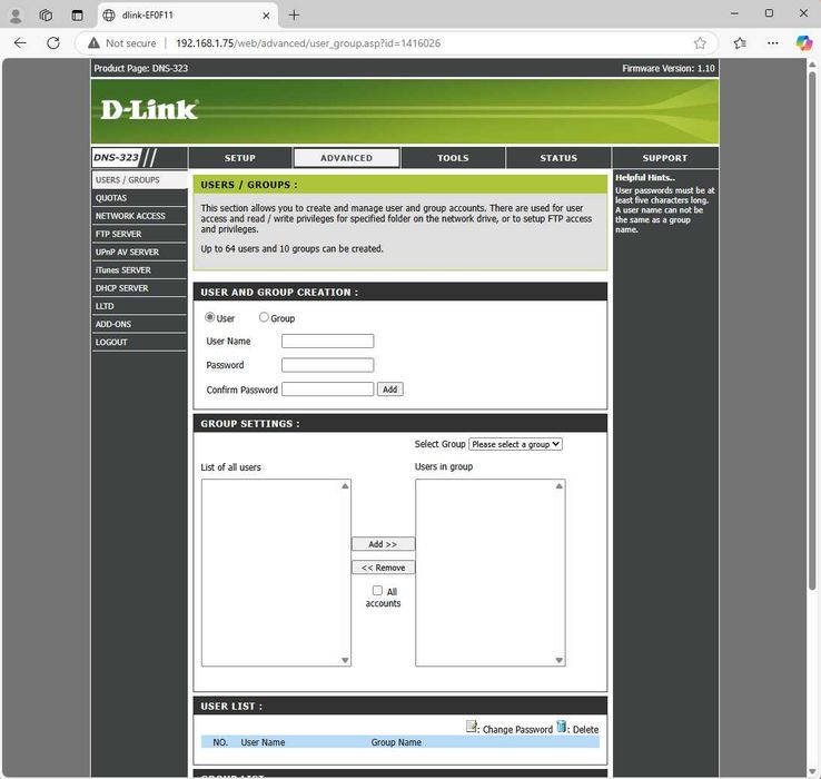 D-Link NAS de 2 Discos DNS-323 Storage Rede