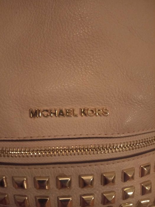 Stylowy Plecak Michael Kors Skóra Naturalna & Ćwieki| Rhea| Nude