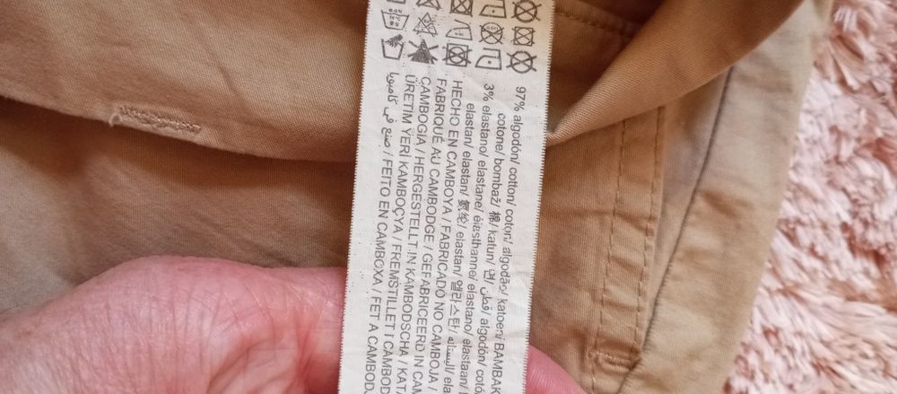 Spodnie beżowe bawełniane XS Pull &Bear gumki,wysoki stan
