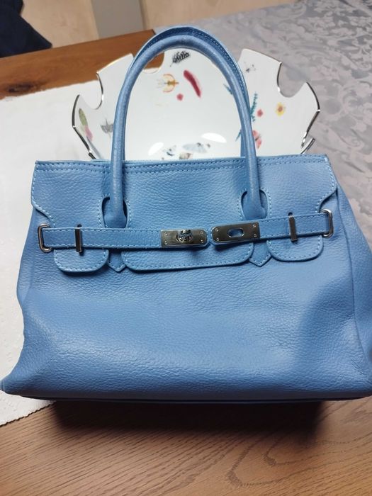 Carteira azul em pele como nova