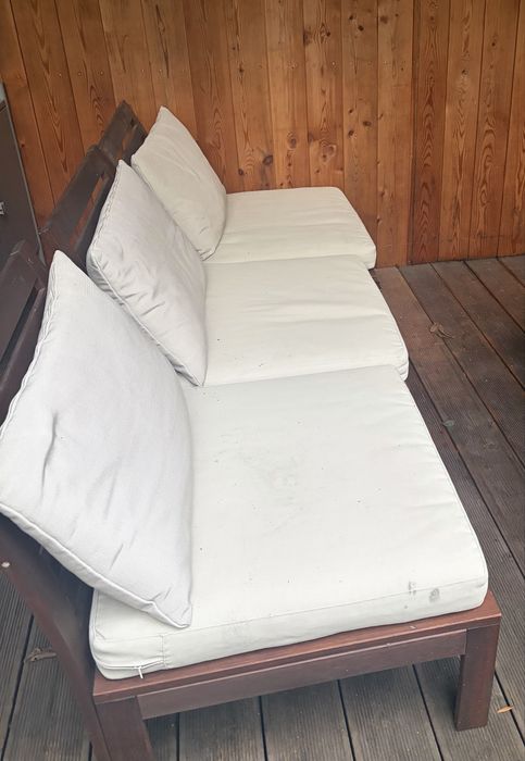 Meble ogrodowe IKEA ÄPPLARÖ zestaw sofa 3-osobowa + leżak z poduszkami