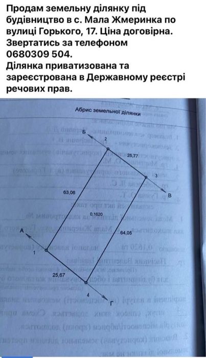 Земельна ділянка під будивництво у с. Мала Жмеринка