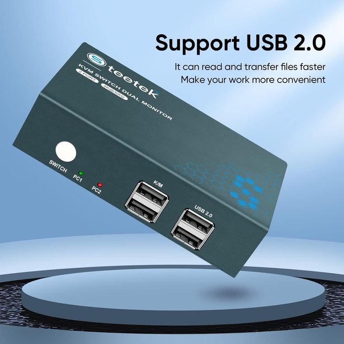 Steetek Przełącznik KVM HDMI dla 2 Monitorów i 2 Komputerów 4K 30Hz
