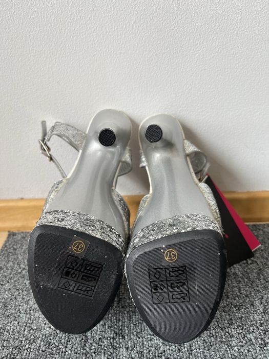 Szpilki Pole Dance silver shine r.37 nowe jak pleaser