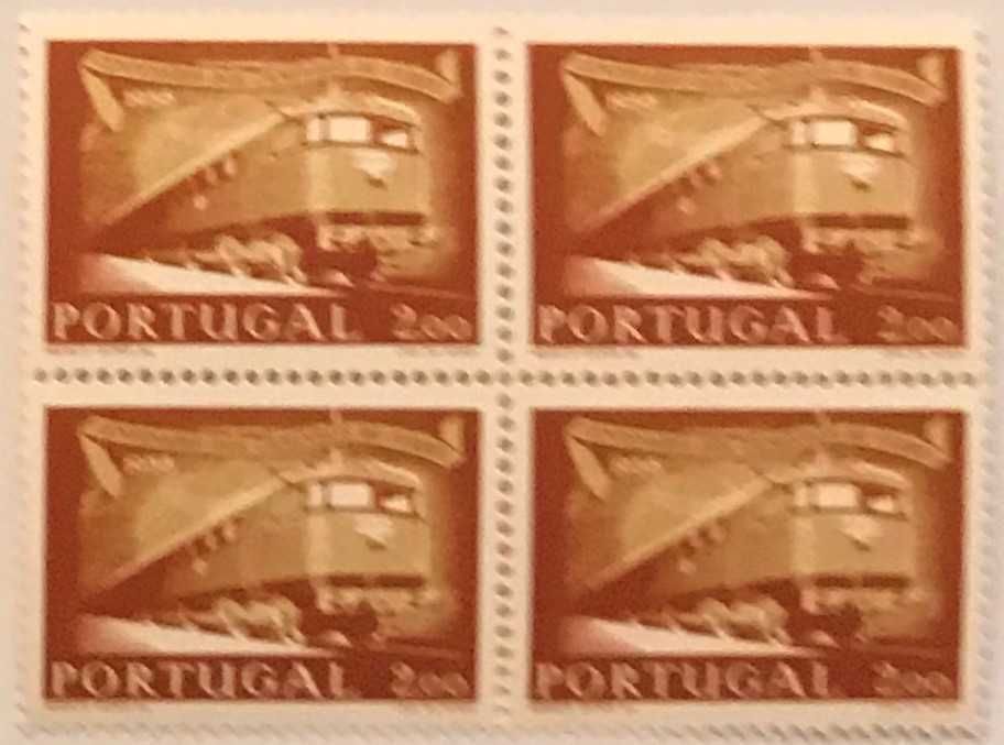 Quadra de selos novos de 2$00 - Caminhos de Ferro em Portugal - 1956