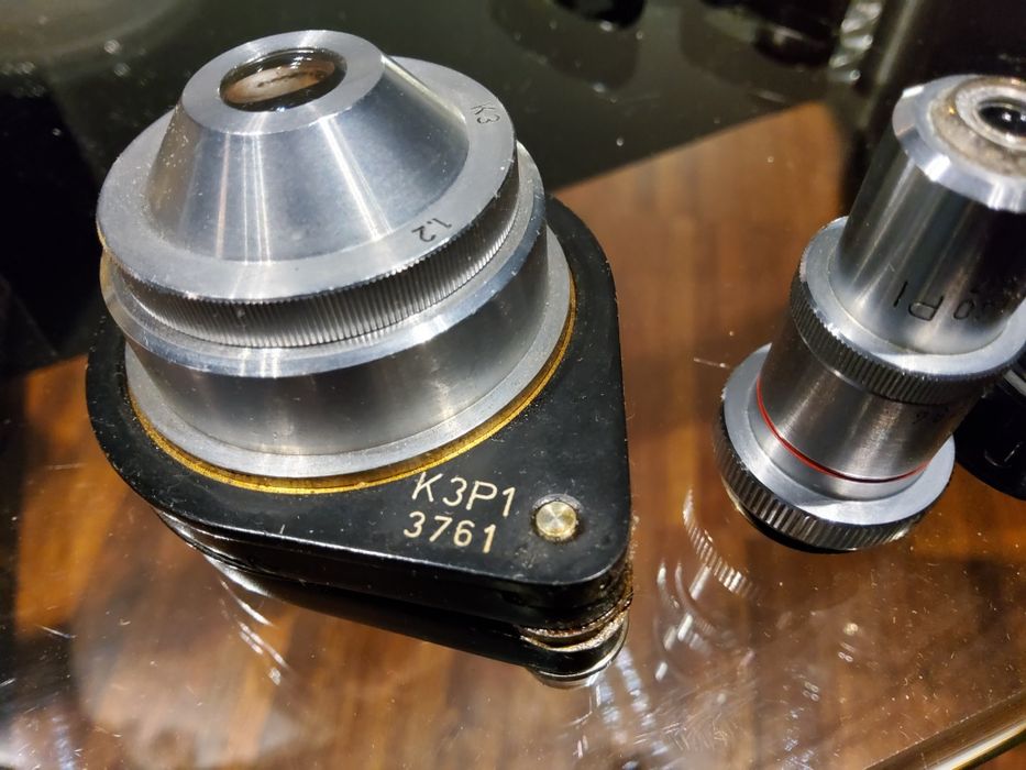 Okular i obiektyw mikroskop. PZO i CARL ZEISS JENA