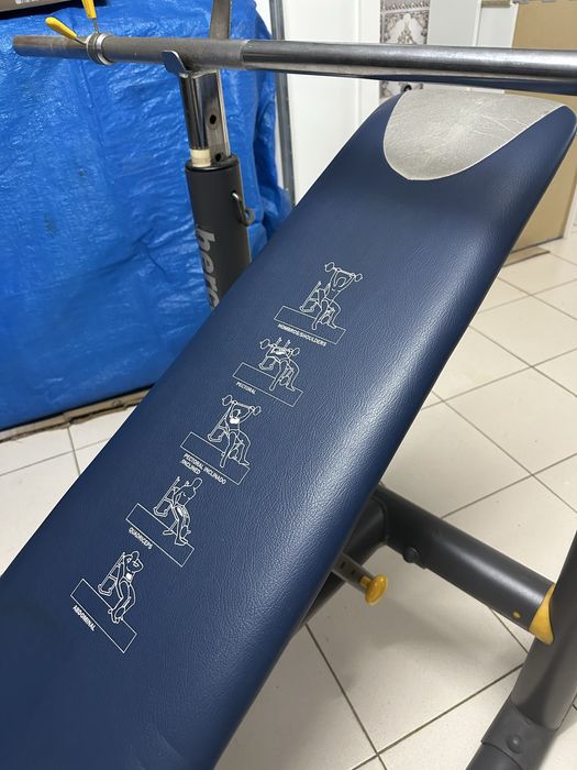 Banco de musculação Hercules + barra + 30 kg em pesos Salter