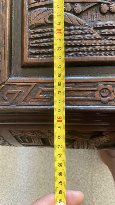 Mesa de Centro Oriental em Madeira Maciça + 2 Bancos Jó