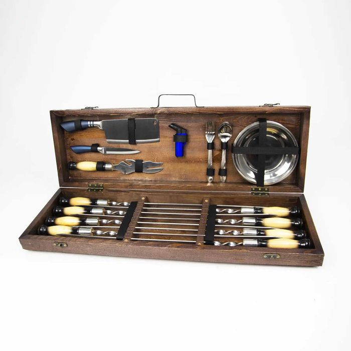 Набор Шампуров в Деревянном кейсе/коробки от Производителя Подарок Муж