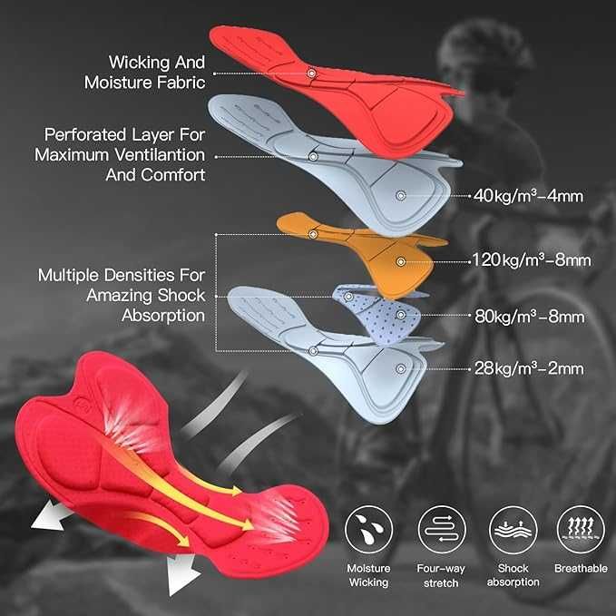 Męskie spodnie spodenki rowerowe M wkładka amortyzująca szybkoschnące
