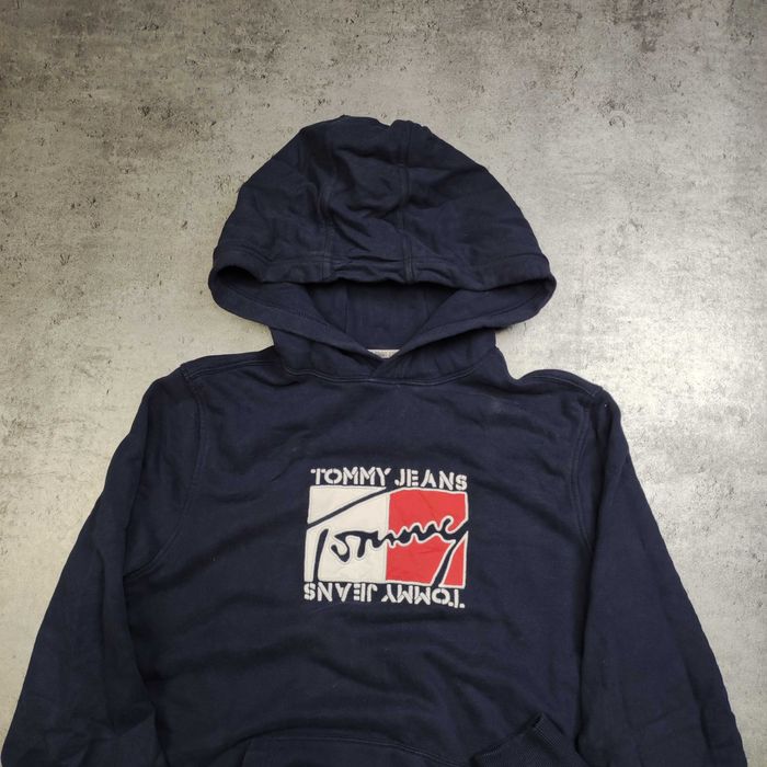 MĘSKA PREMIUM Bluza z Kapturem Hoodie Granat Haft Tommy Hilfiger Logo