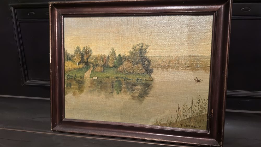 Obraz pejzaż nad wodą, sygnowany S. Wielgosz
