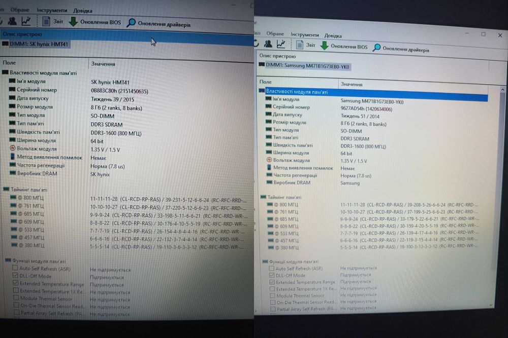 Оперативна память ноутбучна DDR3 DDR3L PC3 PC3L