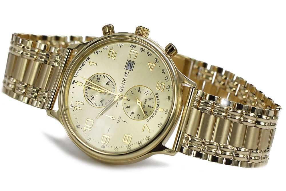 Złoty zegarek 14k 585 z bransoletą męski Geneve mw005ydg&mbw006y B