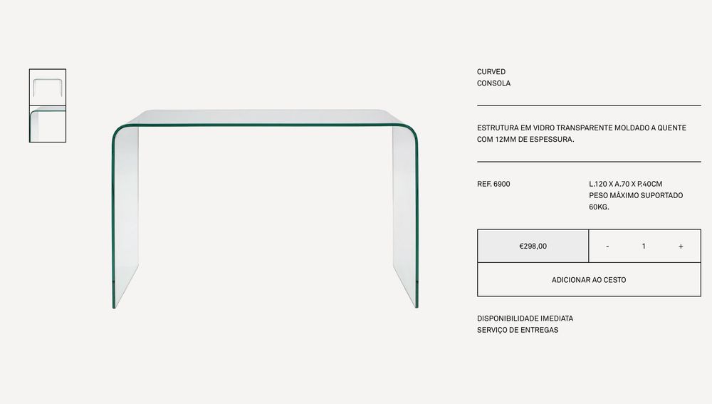 Curved Consola Vidro Temperado - AREA STORE