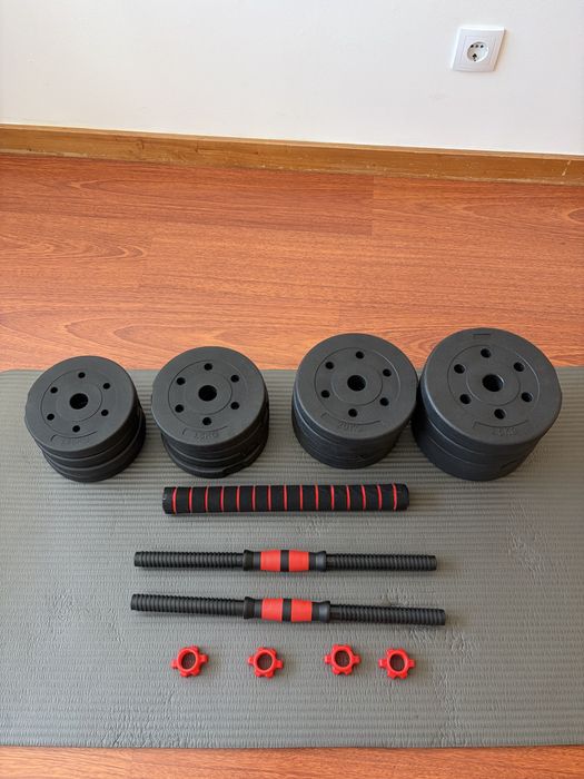 Conjuto pesos e halteres (30kgs)