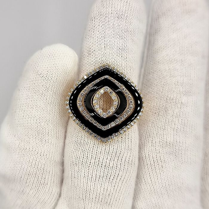Уникальное кольцо Оникс и бриллианты